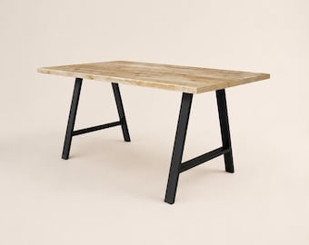 Reclaimed Wood Dining Table with Steel Legs for Kitchens & Small Spaces