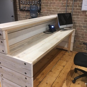 Reception Desk, Reclaimed Wood Industrial Rustic, Office Front Counter, Outdoor bar option, Custom Made image 3