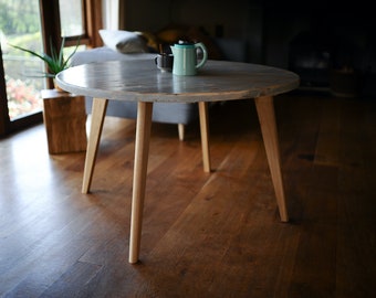 Round Dining Table, Reclaimed wood on Danish Oak Legs, Top Colour Options, Customisable
