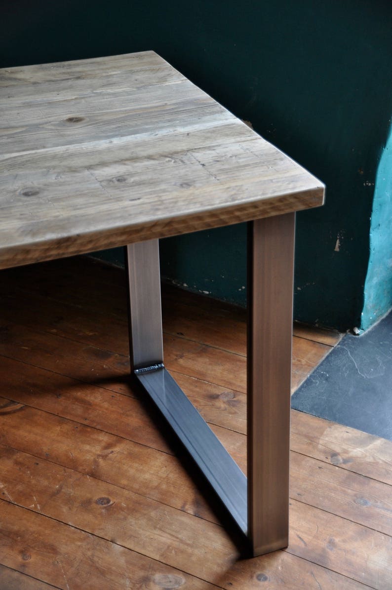 Reclaimed Desk Industrial, Rustic wood on Steel Legs, Sturdy, Customisable image 6