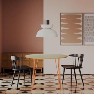 Formica Dining Table, Round top on Hairpin Legs, Retro, Kitsch Kitchen Table, Customisable