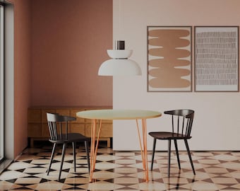 Formica Dining Table, Round top on Hairpin Legs, Retro, Kitsch Kitchen Table, Customisable