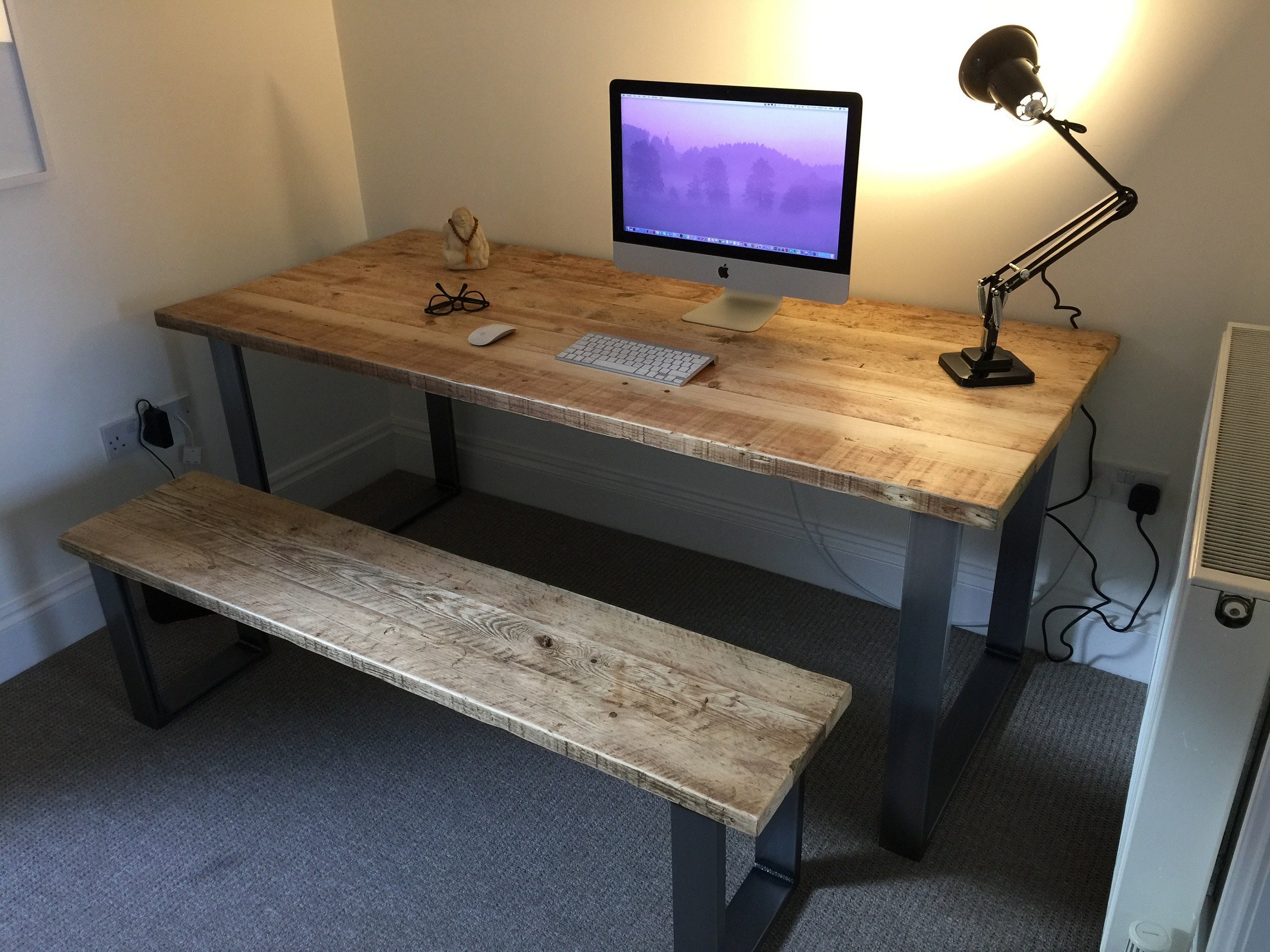 Desk Reclaimed Wood Industrial Rustic Desk Custom Table Scaffold Board  Furniture Small Large Computer Office Desk Home Study 