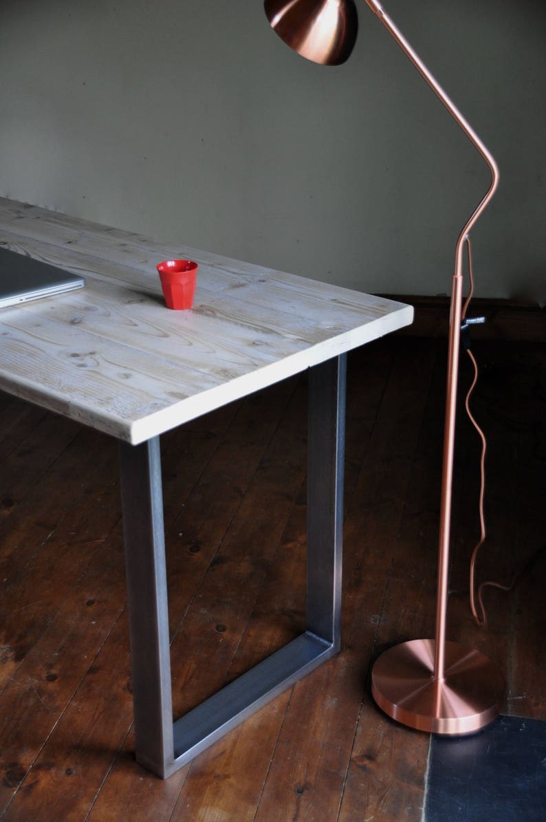 Reclaimed Desk Industrial, Rustic wood on Steel Legs, Sturdy, Customisable image 7