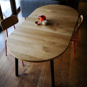 Extendable Dining Table, Solid Oak on Danish Steel or Wooden Legs, Retro Modern, Choice of Sizes and Colours, Customisable image 2