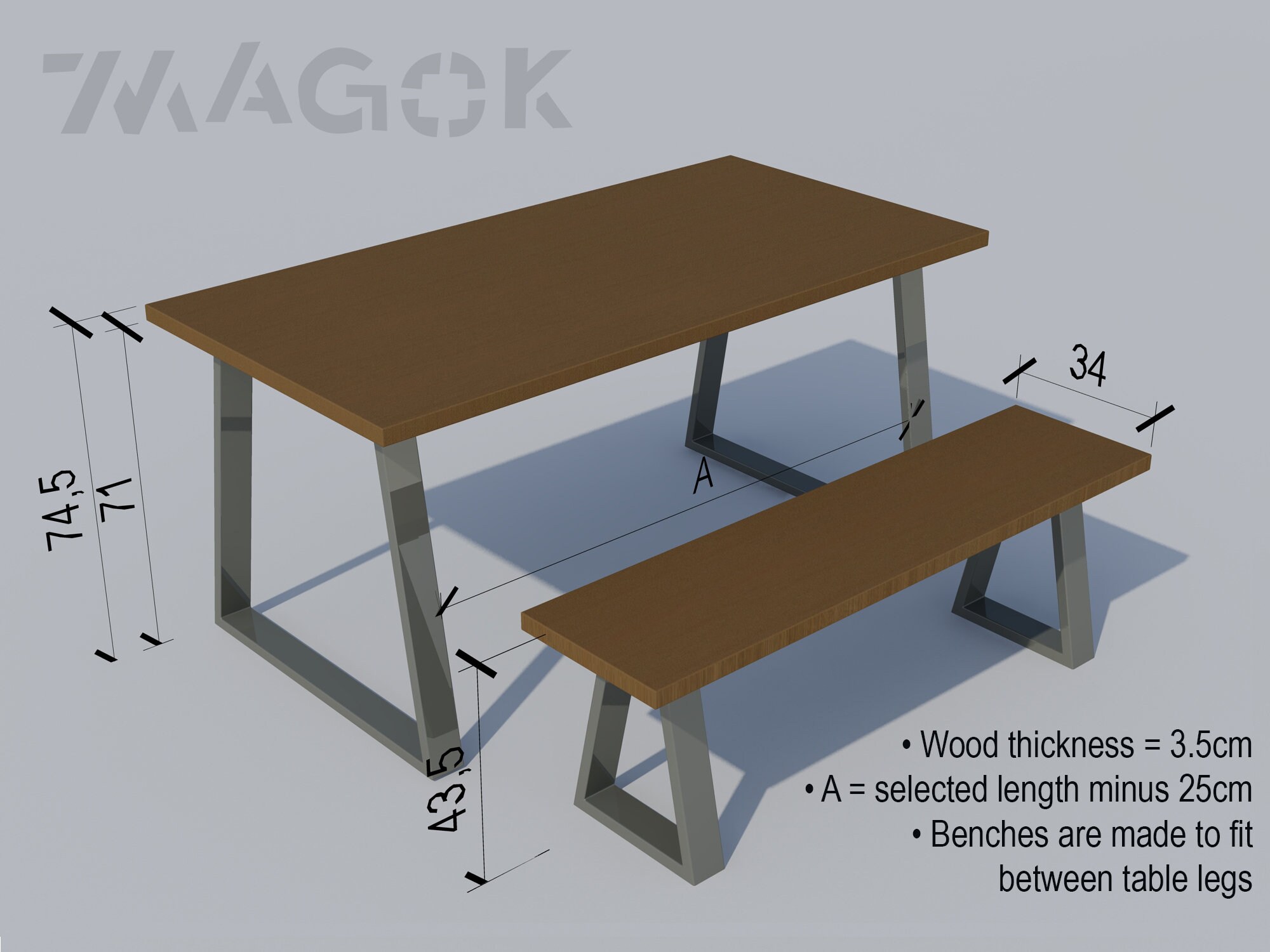 Industrial Dining Table Bench Solid Sturdy Sustainable Rustic Reclaimed Wood on British Steel Legs Customisable Etsy