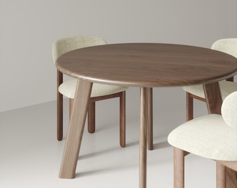 Table de salle à manger ronde en chêne, cuisine Japandi peu encombrante, pour petite salle à manger, collection MILAN