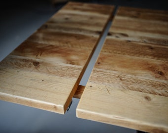 Expandable Dining Table, Reclaimed Timber Top on Steel Legs, Sustainable Versatile Table, Custom Sizes, INDUSTRIAL COLLECTION