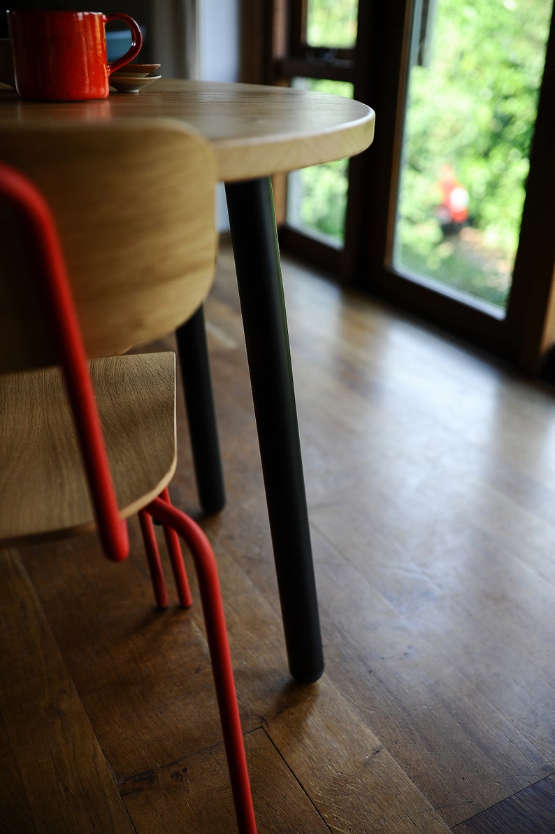 Extendable Dining Table, Solid Oak on Danish Steel or Wooden Legs, Retro Modern, Choice of Sizes and Colours, Customisable image 9