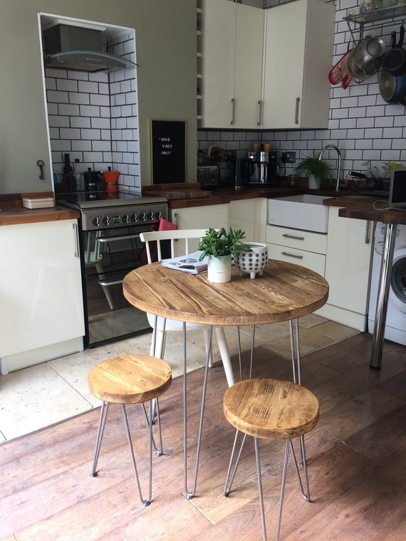 Rustic round sale kitchen table set