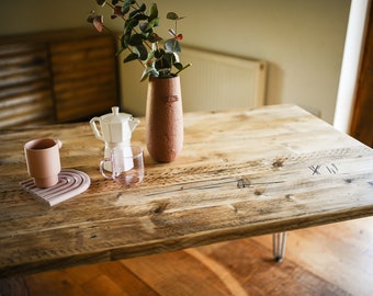 Reclaimed Dining Table Desk on Hairpin legs, Customisable Rustic Furniture, E.U and U.S FAST TURN AROUND