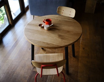 Extendable Dining Table, Solid Oak on Danish Steel or Wooden Legs, Retro Modern, Choice of Sizes and Colours, Customisable