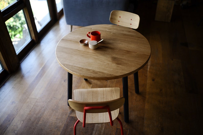 Extendable Dining Table, Solid Oak on Danish Steel or Wooden Legs, Retro Modern, Choice of Sizes and Colours, Customisable image 1