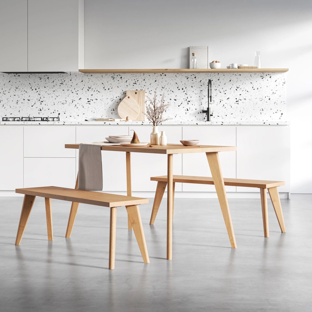 Solid Oak Dining Table Set: Scandi Style, Danish Legs, Custom Size - Etsy