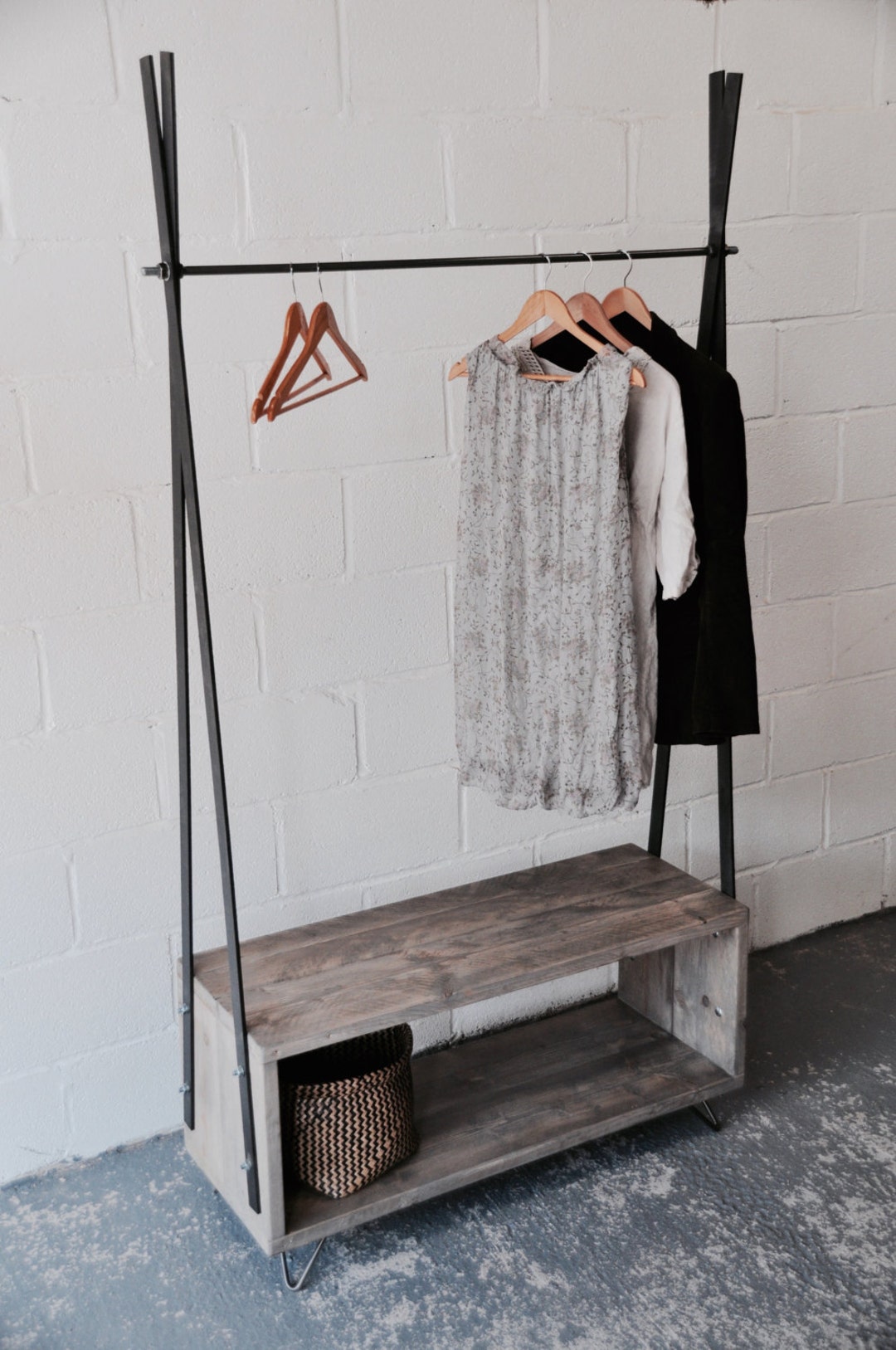 Industrial Reclaimed Wood Clothes Rail Rustic Vintage Scaffold - Etsy