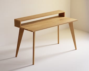 Oak Desk with Monitor Stand, Sustainable, Customisable, Choice of sizes