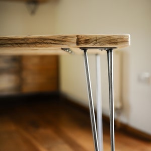 Industrial Dining Set, HAPPY HOME, Reclaimed wood on British Steel Hairpin legs, Sturdy Sustainable Customisable image 4