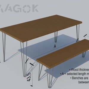 Industrial Dining Set, HAPPY HOME, Reclaimed wood on British Steel Hairpin legs, Sturdy Sustainable Customisable image 5