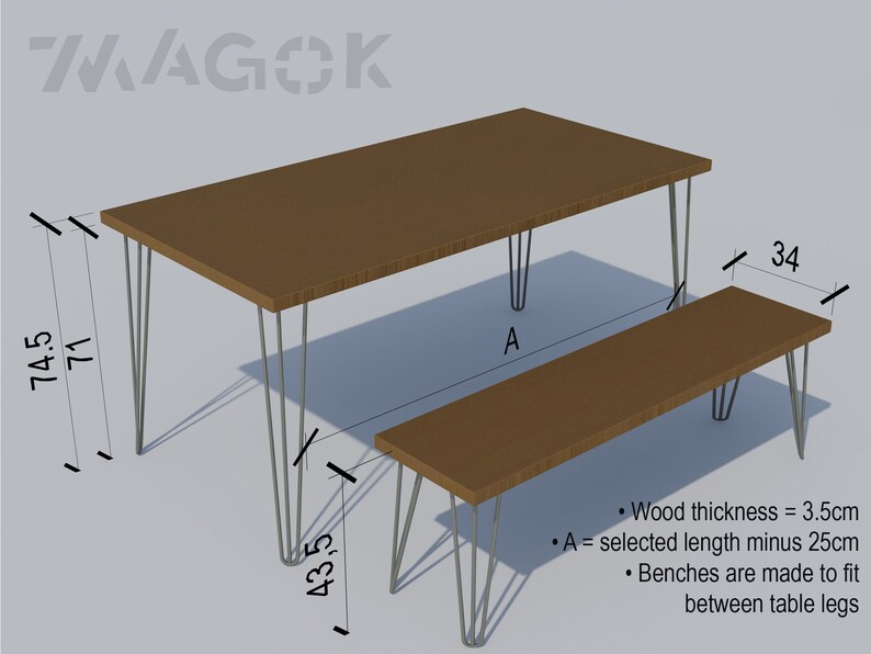 Industrial Dining Set, HAPPY HOME, Reclaimed wood on British Steel Hairpin legs, Sturdy Sustainable Customisable image 5