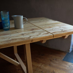 Extendable Dining Table Reclaimed wood on Solid Oak Legs, FARMHOUSE COLLECTION