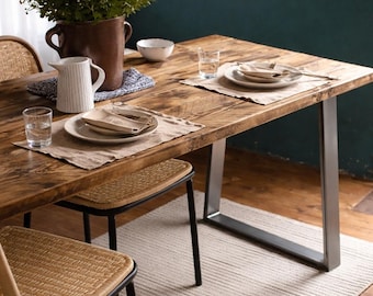Reclaimed Wood Dining Table, Industrial Space Saving Kitchen, Handmade UK