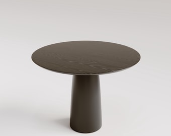 Round Oak Dining Table, Solid Oak Top on Pedestal Base, Modern Scandinavian Design