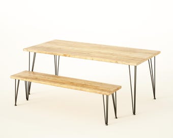 RUSTIKA Dining Table, Authentic Reclaimed Wood on Hairpin legs, Customisable, RECLAIMED COLLECTION