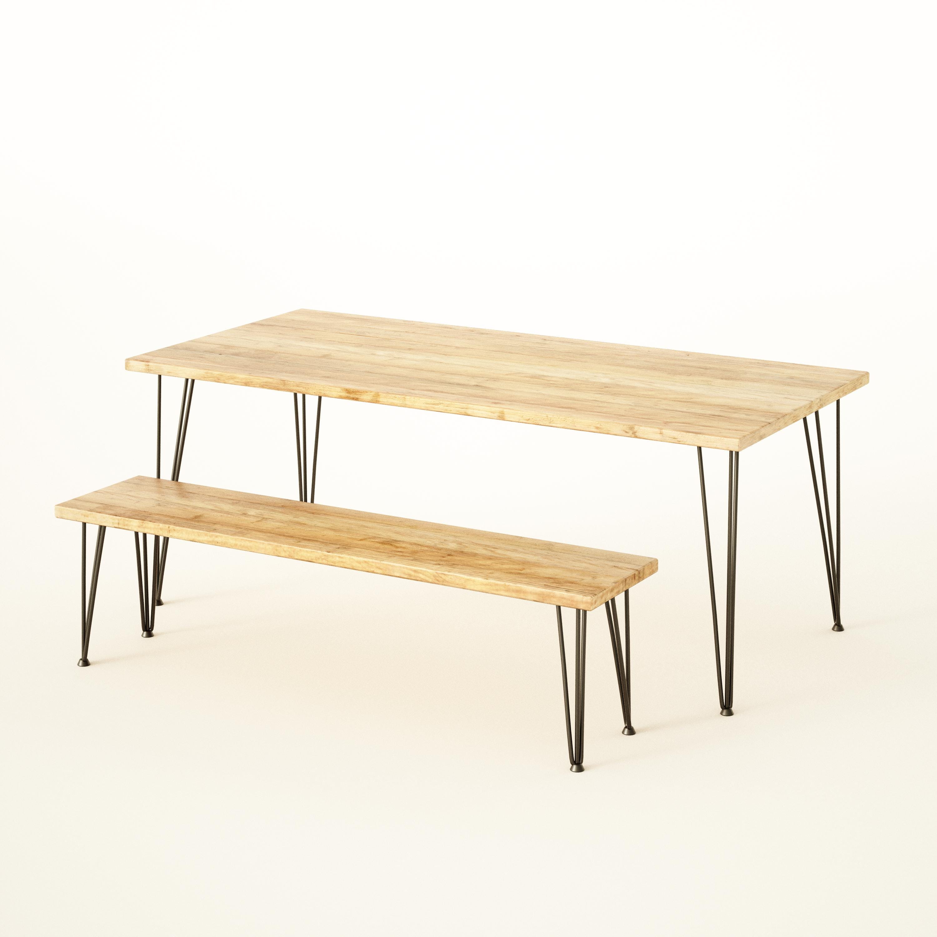 RUSTIKA Dining Table, Authentic Reclaimed Wood on Hairpin legs 
