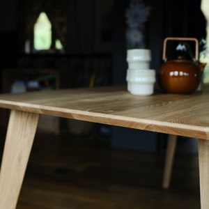 Rectangular Solid Oak Dining Table & Bench Set, Handmade Mid-Century Modern Scandinavian Table image 5