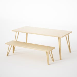 Birch Plywood Dining Table, Wooden Legs, Custom sizes, ships worldwide, BIRCH PLY COLLECTION