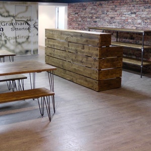 Reception Desk, Reclaimed Wood Industrial Rustic, Office Front Counter, Outdoor bar option, Custom Made image 2