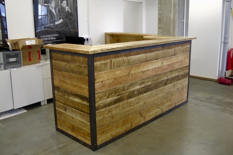 Reception Desk Industrial Reclaimed 7magok Rustic Front Counter Scaffold Wood Custom Made Bespoke Shabby Chic Bar Restaurant Coffee Unit