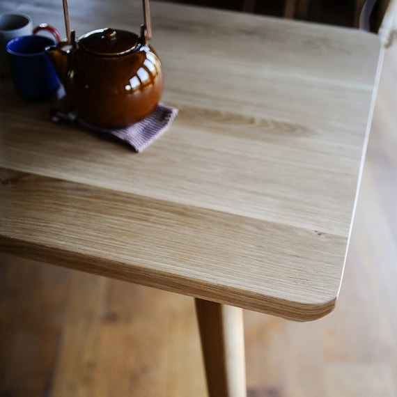 Handmade Solid Oak Dining Table, Danish Tapered Legs, Custom Size Scandinavian Table