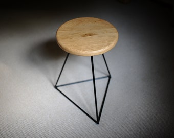 Stool Industrial Reclaimed on Steel Base, 7MAGOK Rustic Furniture Prism Stool, Solid Sturdy Sustainable