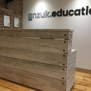 Reception Desk, Reclaimed Wood Industrial Rustic, Office Front Counter, Outdoor bar option, Custom Made image 5