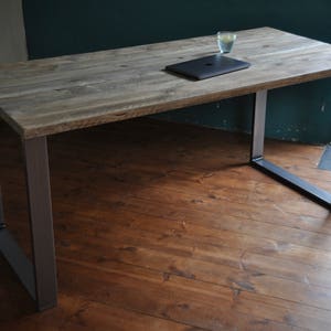 Reclaimed Desk Industrial, Rustic wood on Steel Legs, Sturdy, Customisable image 5