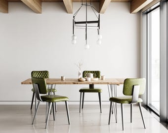 Handcrafted Reclaimed Wood Expandable Dining Table with Hairpin Legs
