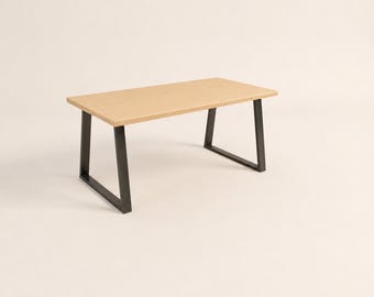 Birch Plywood Dining Table, Industrial Steel Legs, Handmade Modern Kitchen Table