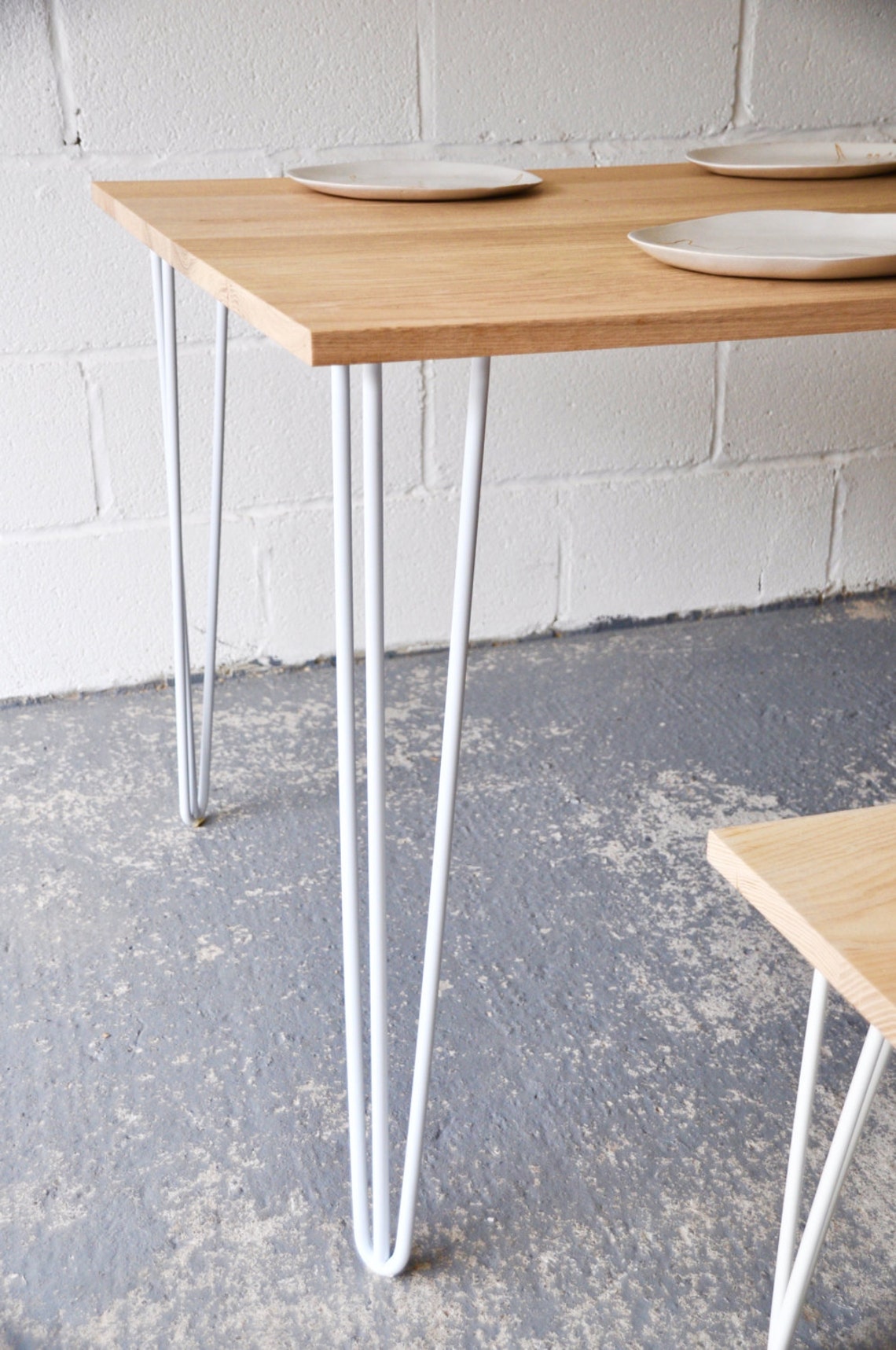 Sustainable Dining Table Set Solid Oak Wood on Sturdy Hairpin Etsy