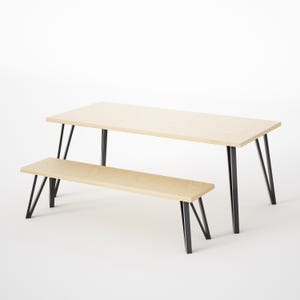 Birch Plywood Dining Table, Black Steel Legs, Custom sizes, ships worldwide, BIRCH PLY COLLECTION