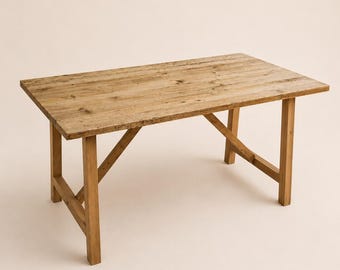 Boerderijtafel, massief eiken poten, handgemaakte rustieke keukentafel