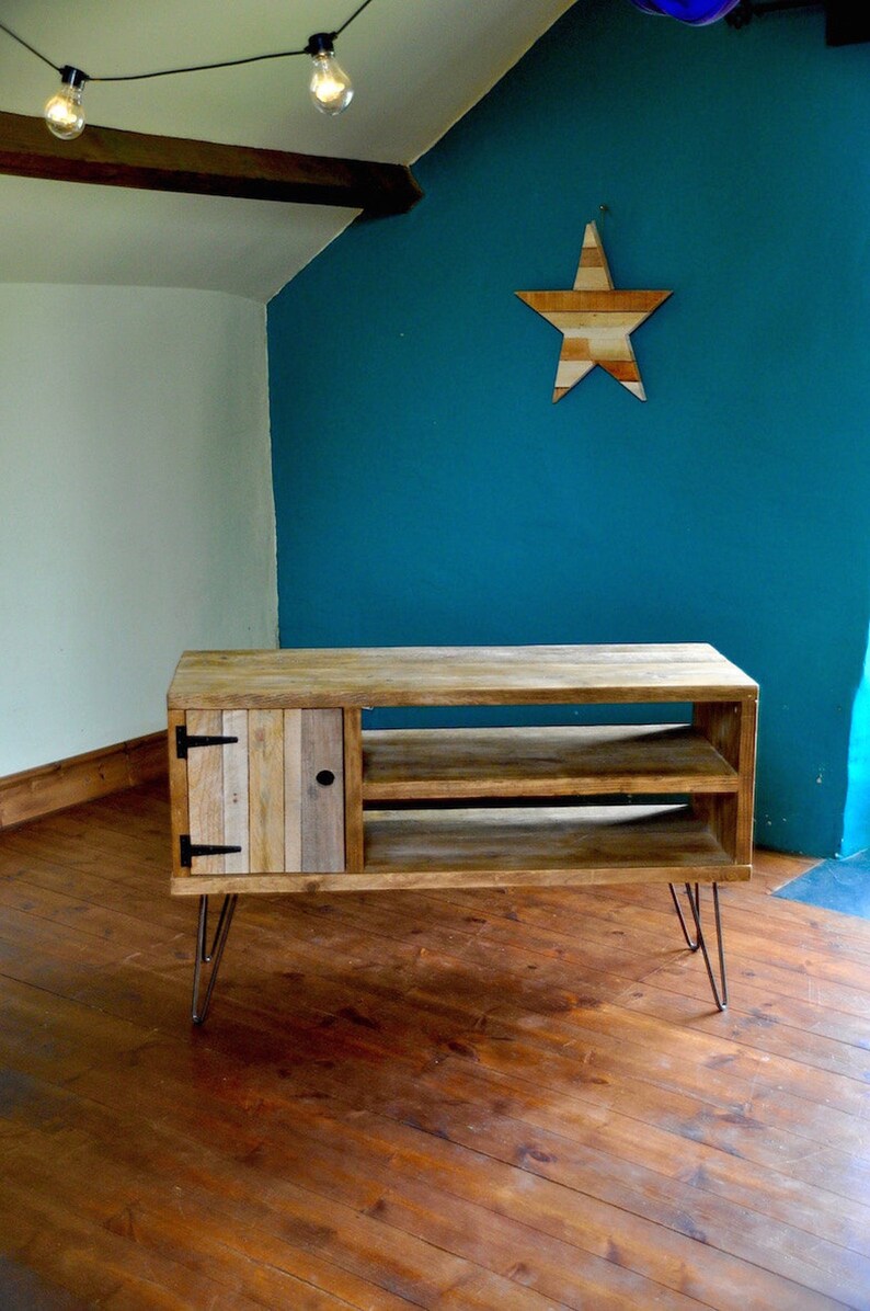 Reclaimed wood Sideboard Rustic Industrial TV Media Stand Etsy