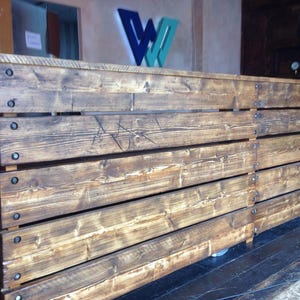 Reception Desk, Reclaimed Wood Industrial Rustic, Office Front Counter, Outdoor bar option, Custom Made image 4