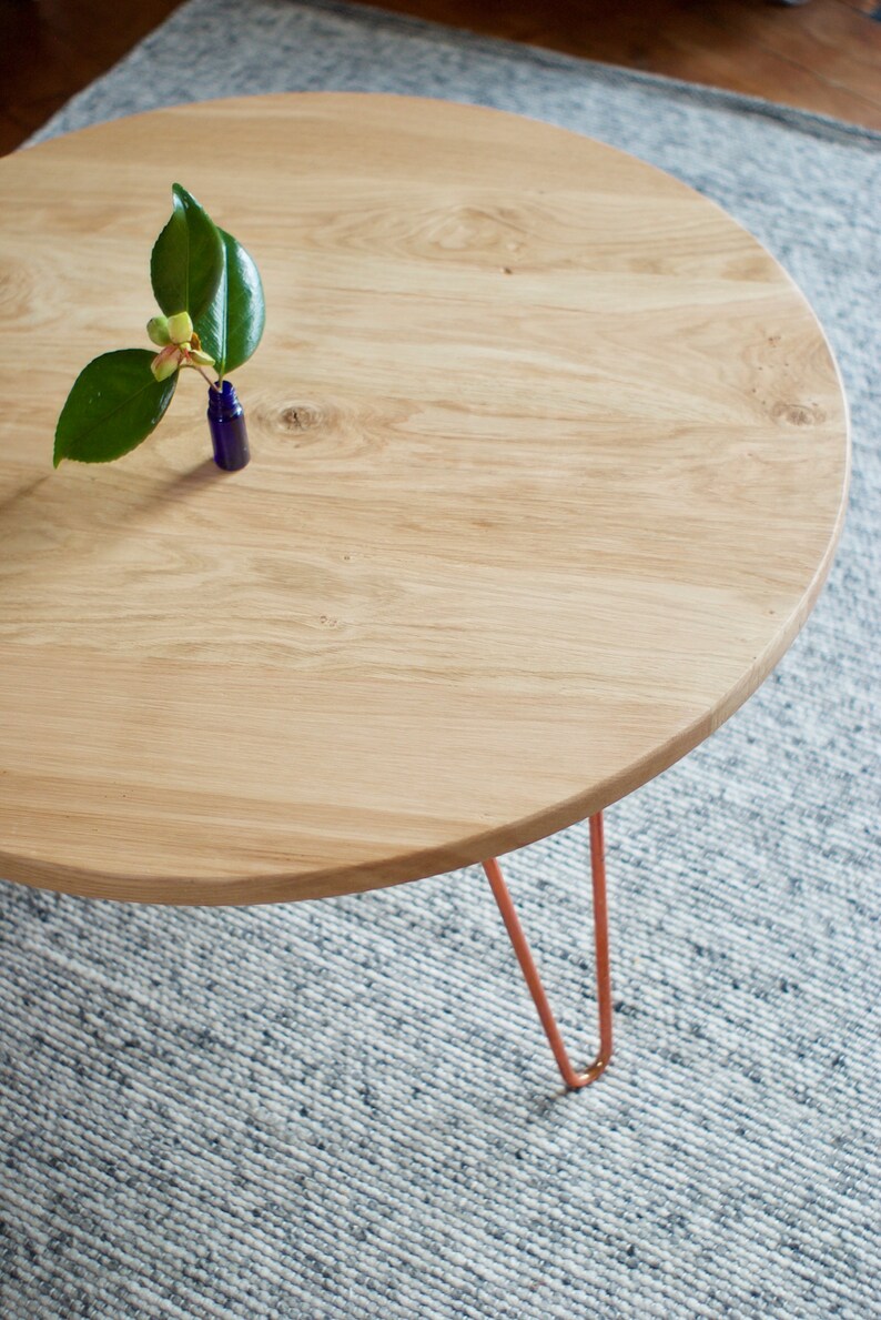 Visual Reference: Sustainable Coffee Table Solid Oak On Hairpin Legs Customisable Fast