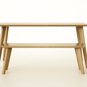 Rectangular Solid Oak Dining Table & Bench Set, Handmade Mid-Century Modern Scandinavian Table image 7
