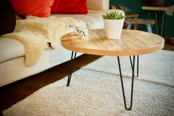 Industrial Coffee Table Round On, Round Reclaimed Wood Coffee Table Rustic