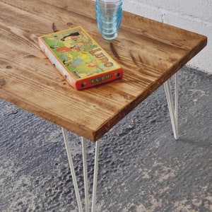 Industrial Rustic Coffee Table, Reclaimed Custom on Mid-century Hairpin legs image 9