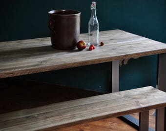Dining Table Industrial, Reclaimed Scaffold Board on Steel legs, Customisable