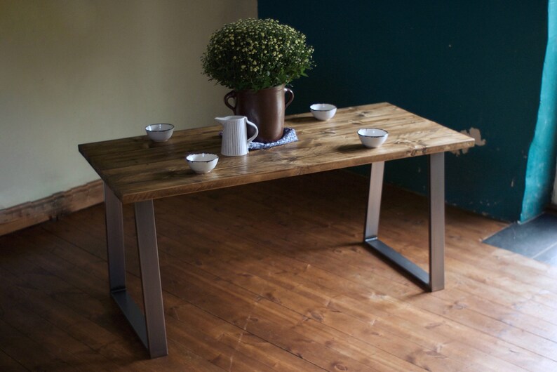 Industrial Dining Table & Bench set Reclaimed Wood Rustic Etsy