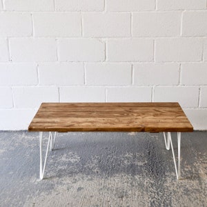 Industrial Rustic Coffee Table, Reclaimed Custom on Mid-century Hairpin legs image 8